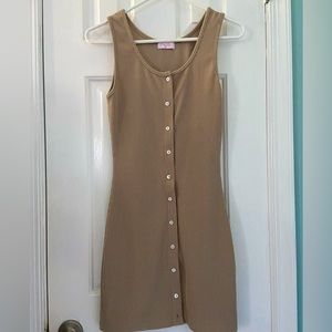 Pink Lily small beige ribbed tank dress